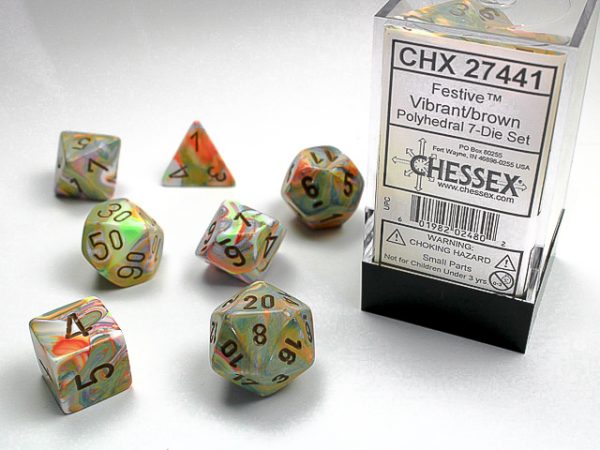 Chessex Festive 7-Die Set - Virbrant w/brown