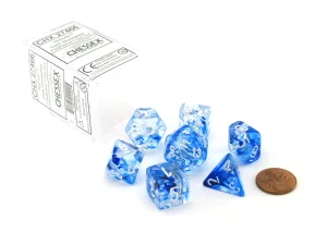 Chessex Nebula 7-Die Set - Dark Blue w/white