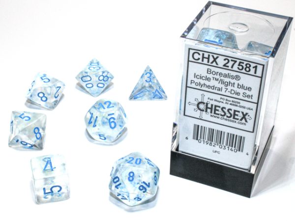 Chessex Borealis Polyhedral Icicle/light blue Luminary 7-Die Set