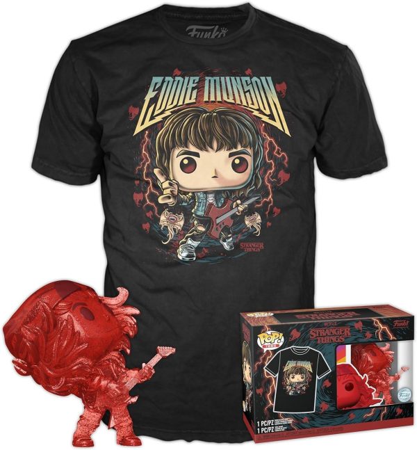 Funko Pop! & Tee (Adult): Stranger Things - Hunter Eddie with Guitar Vinyl Figure & T-Shirt (XL)