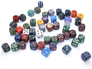 Chessex Speckled Bags of 50 Asst. Dice - Loose Speck. 12mm d6 w/pips Dice