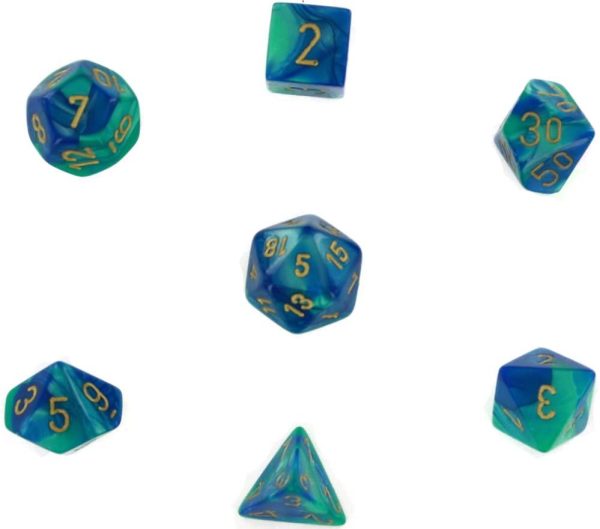 Σετ Ζάρια - 7 Dice Set Gemini Polyhedral Blue-Teal w/Gold