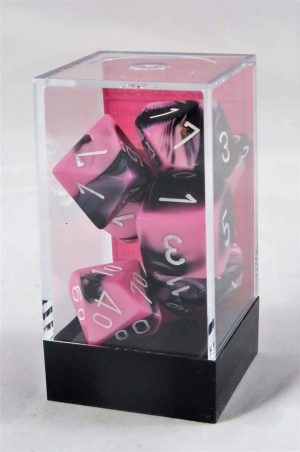 Σετ Ζάρια - 7 Dice Set Gemini Polyhedral Black-Pink w/white