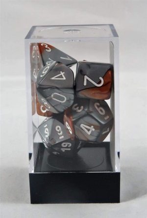 Chessex Gemini Polyhedral 7-Die Set - Copper-Steel w/white