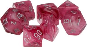 Σετ Ζάρια - 7 Dice Set Ghostly Polyhedral Pink With Silver