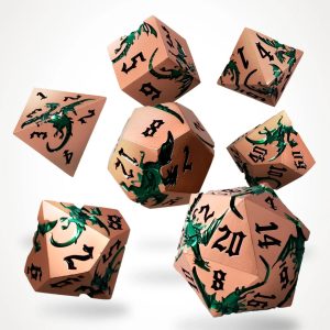 CritStones Viridian Flame Metal RPG Dice Set