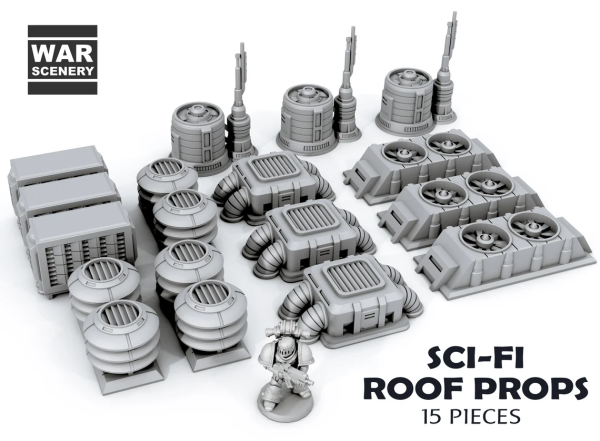 Gamemaker Sci-Fi Roof Props – Road Blocks Scenery Terrain Set For War Games 28mm/32mm