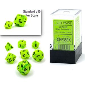 Vortex Bright Green/Black Mini Polyhedral 7-Die Set