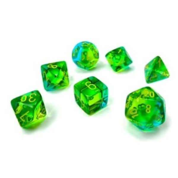 Gemini Polyhedral Translucent Green-Teal/yellow 7-Die Set