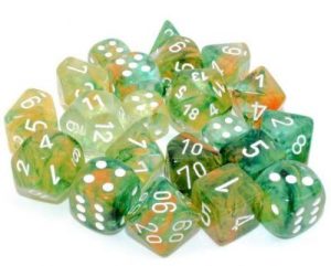 Nebula Luminary Spring/White Polyhedral 7-Die Set