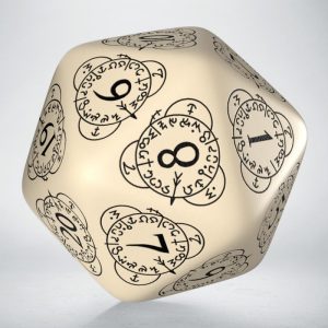 D20 Level Counter Beige & Black Die