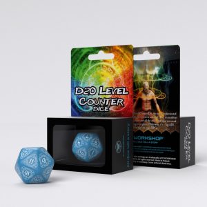 D20 Level Counter Blue & White Die