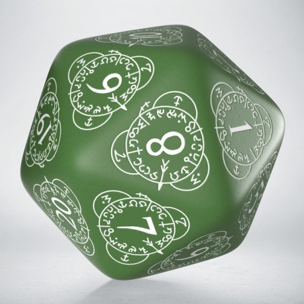 D20 Level Counter Green & White Die