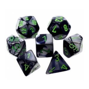 Gemini Black-Grey/Green Mini Polyhedral 7-Die Set