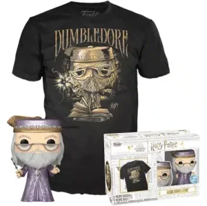 Funko Pop! & Tee (Adult): Harry Potter - Dumbledore with Wand (Metallic) (Special Edition)Vinyl Figure & T-Shirt (S)