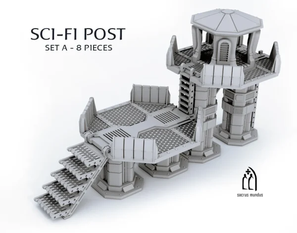 Gamemaker Modular Sci fi Platform Post – Scenery Terrain Set Suitable For War Games 28mm/32mm Scale