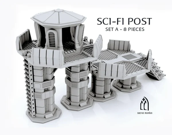 Gamemaker Modular Sci fi Platform Post – Scenery Terrain Set Suitable For War Games 28mm/32mm Scale