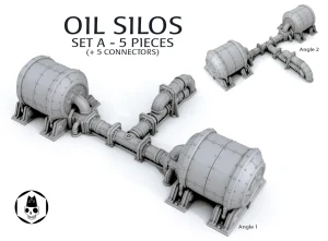 Gamemaker Modular Sci-fi Oil Silos Pipe System – Scenery Terrain For War Games - Set A