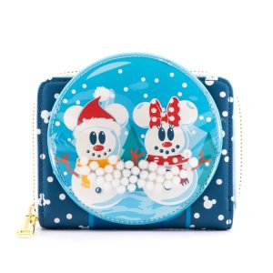 Loungefly Disney Snowman Mickey Minnie Snow Globe Zip Around Wallet (WDWA1786)