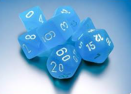 Chessex 7-Die Set Σετ Ζάρια - Frosted Caribbean Blue/White Mini Polyhedral