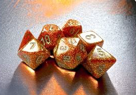 Chessex 7-Die Set Σετ Ζάρια - Glitter Gold/Silver Mini Polyhedral