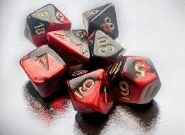 Chessex 7-Die Set Σετ Ζάρια - Gemini Black-Red/Gold Mini Polyhedral