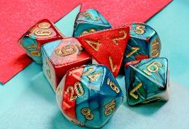 Chessex 7-Die Set Σετ Ζάρια - Gemini Red-Teal/Gold Mini Polyhedral