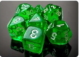 Chessex 7-Die Set Σετ Ζάρια - Translucent Green/White Mini Polyhedral