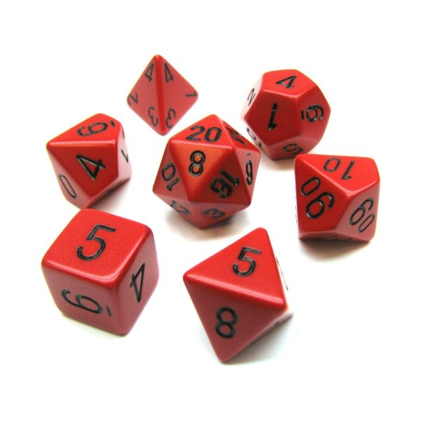 Chessex Opaque Polyhedral 7- Die Sets - Red w/black