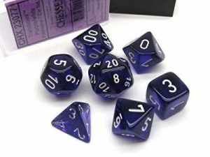 Translucent Polyhedral Purple/White 7 Set