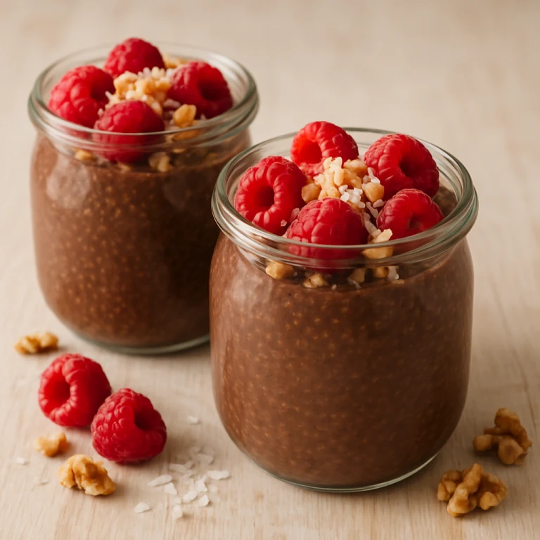 Czekoladowy pudding chia z malinami bez cukru