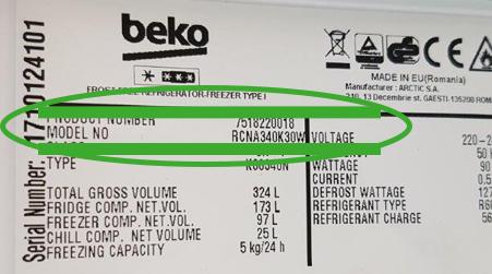 Typennummern bei BEKO