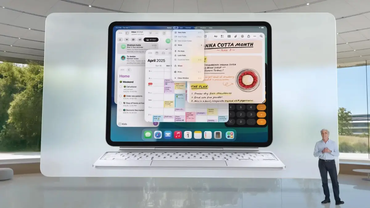 iPadOS 26 introducing true windowed multitasking, allowing users to resize and move app windows freely on the iPad screen.