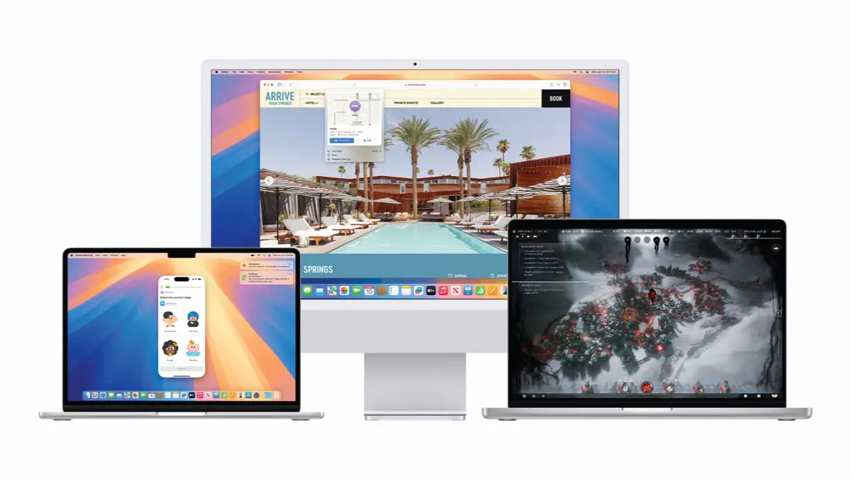 New macOS Sequoia wallpaper displayed on Mac devices