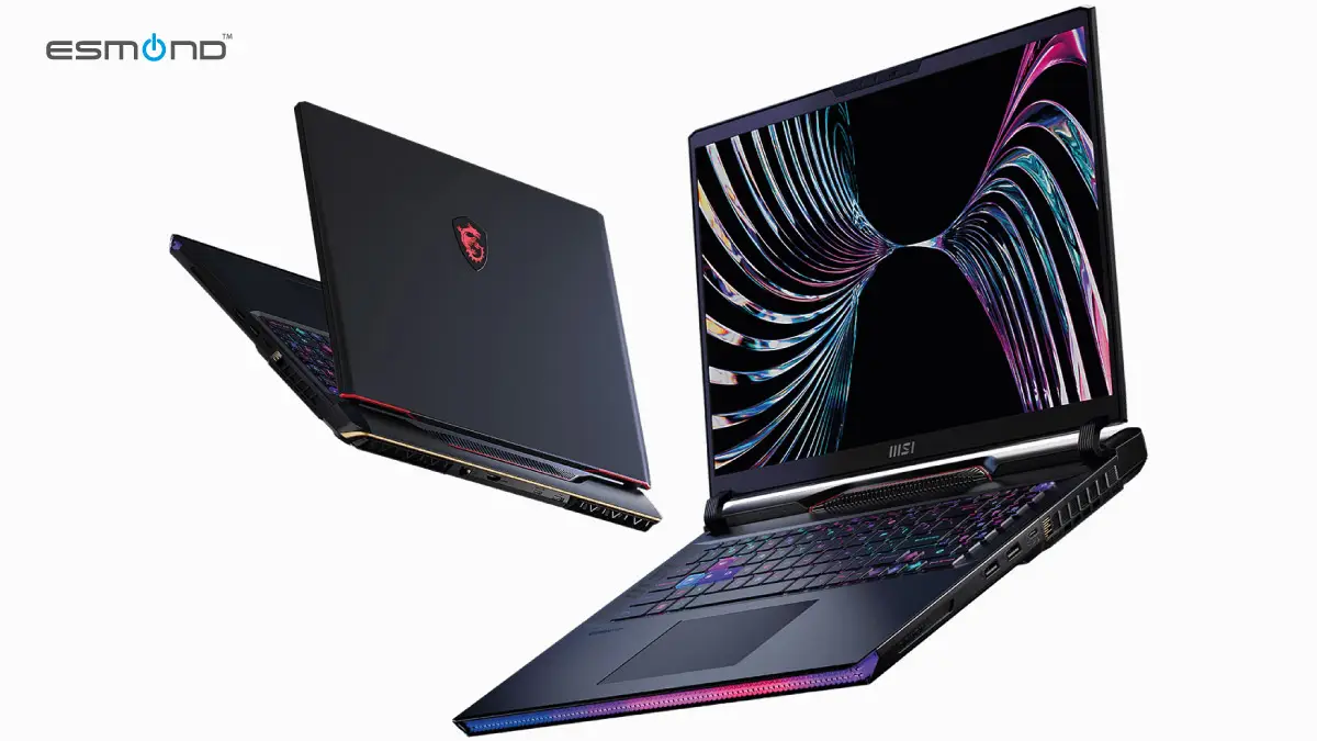 MSI Raider GE78 HX 노트북의 게임 벤치마크 및 쿨링 설계를 보여줍니다.