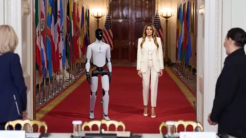 Melania Trump y el robot humanoide en la cumbre de educación y tecnología