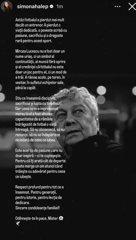 Mesajul Simonei Halep după moartea lui Mircea Lucescu