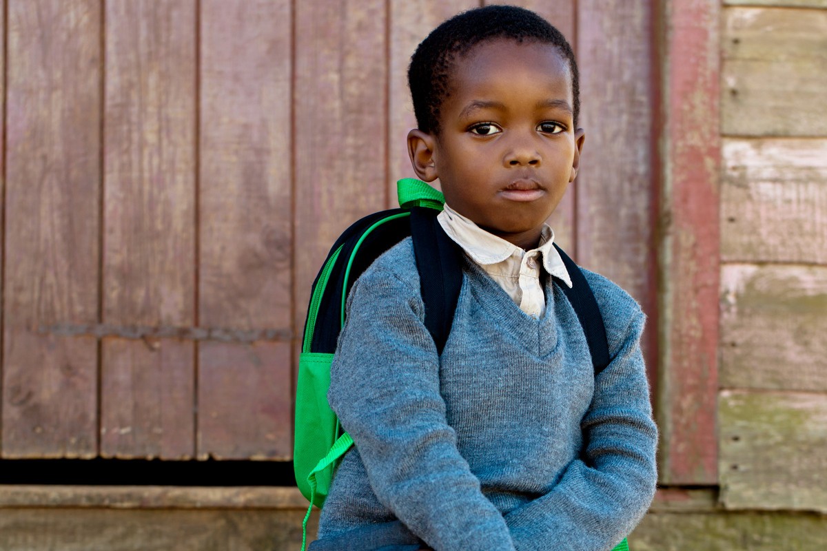 black kid going to school