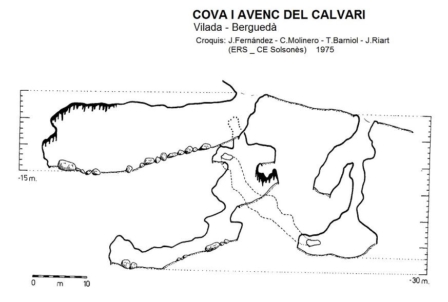 Cova I Avenc del Calvari: Petit sistema de 193 m. de recorregut a Vilada (Berguedà) topo Cova I Avenc del Calvari