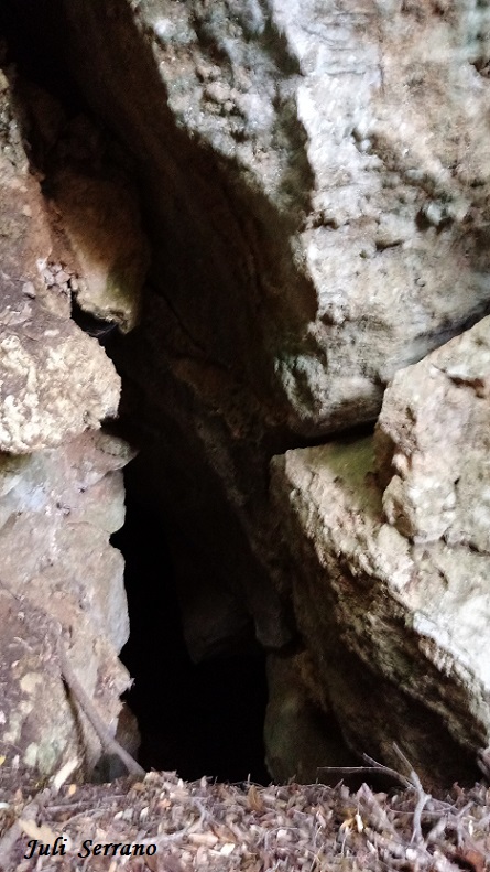 Avenc de l'Escletxa: Esquerda de 23 m. de fondària a Mont-ral foto Avenc de l'Escletxa