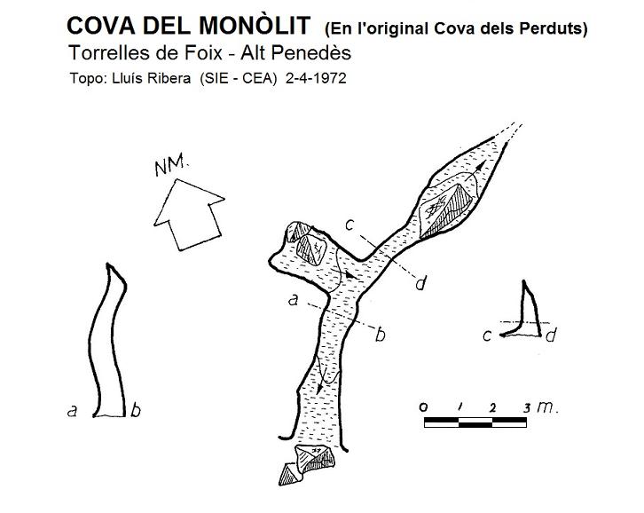 Cova del Monòlit: Petita cova a la zona de Dosrius (Torrelles de Foix) topo Cova del Monòlit