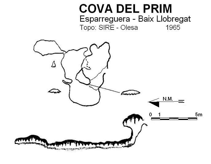 Cova del Prim: Petita cova d'uns 25 m. de recorregut a Esparreguera topo Cova del Prim