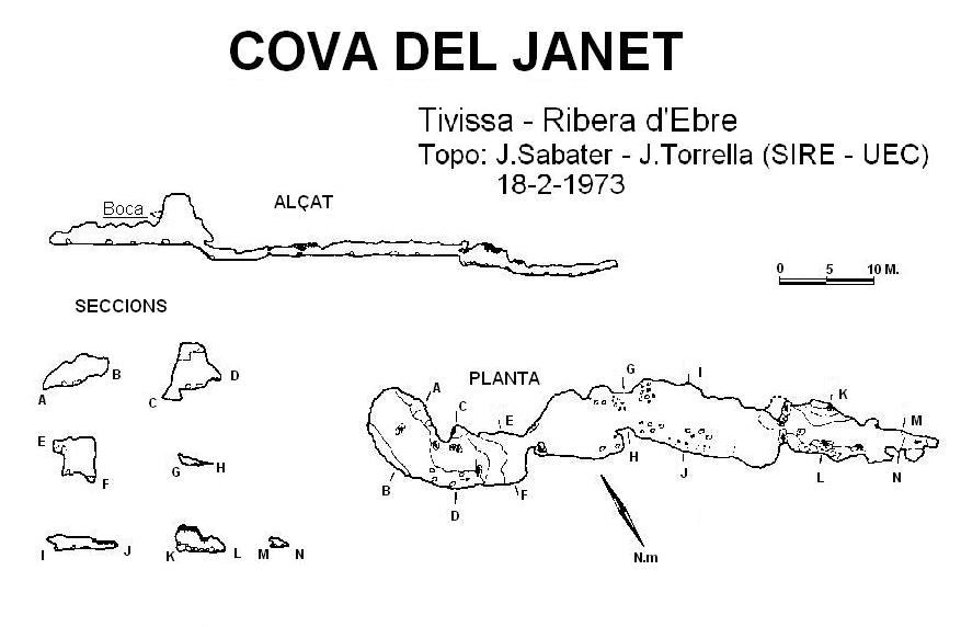 Cova del Janet: Interessant cova de 130 m. de recorregut a Llaberia (Ribera d'Ebre) topo Cova del Janet