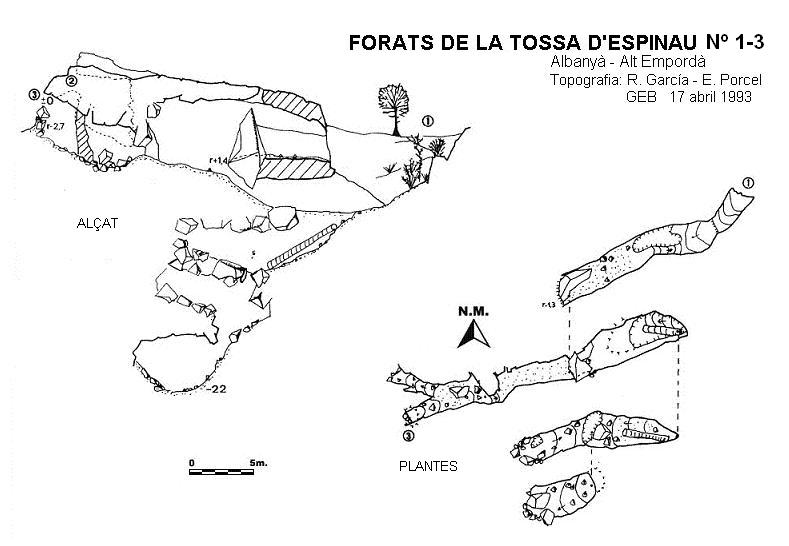 topo 0: Forats de la Tossa d'espinau Nº1-3