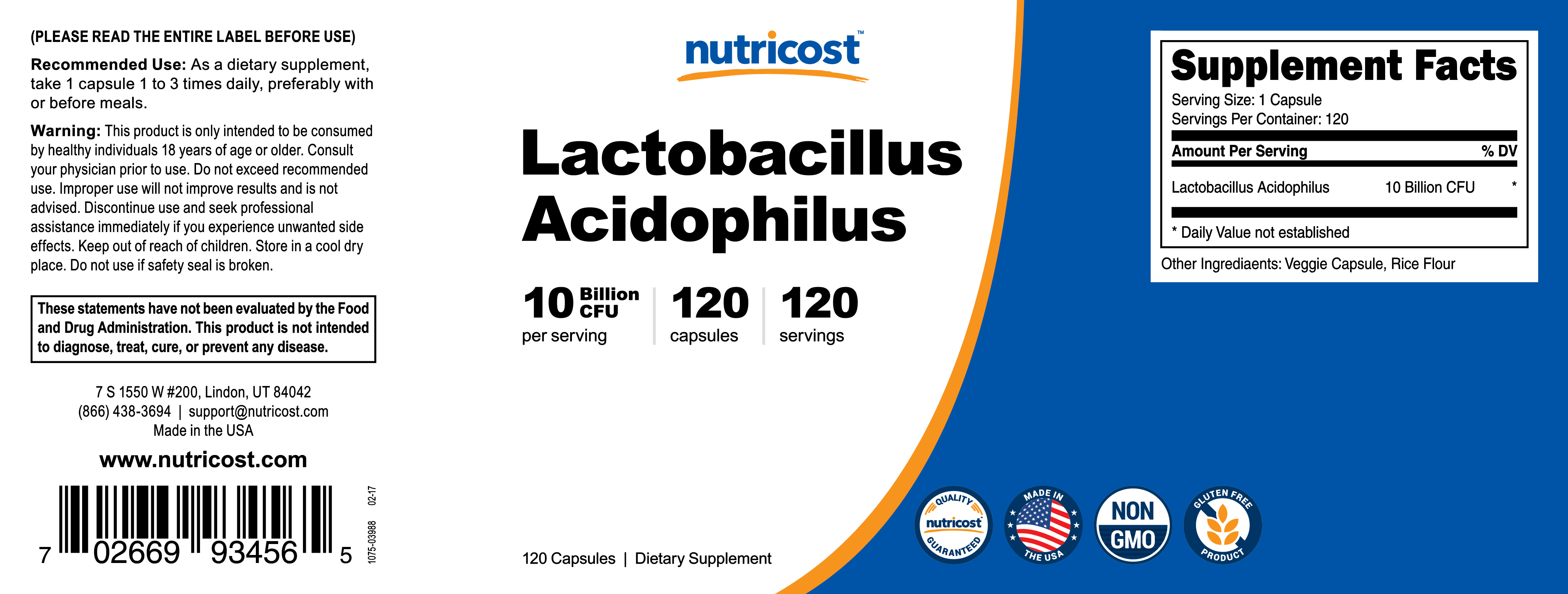 Nutricost Lactobacillus Acidophilus | eSupplements.com