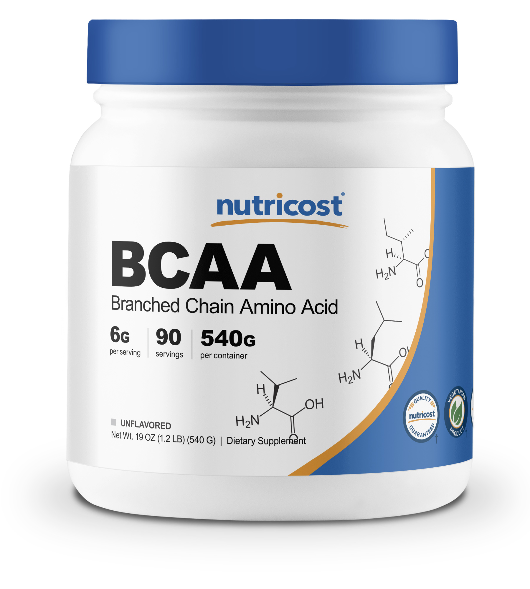 Nutricost BCAA Powder 90 Servings (Unflavored) 6000mg Per Serving