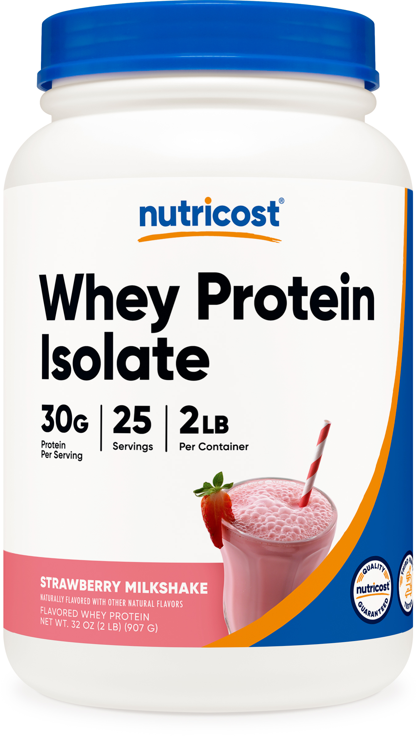 nutricost whey protein isolate strawberry milkshake 2 lbs bottle
