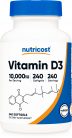 nutricost vitamin d3 10,000 iu 240 softgel bottle