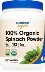 nutricost pure organic spinach powder 1 pound bottle