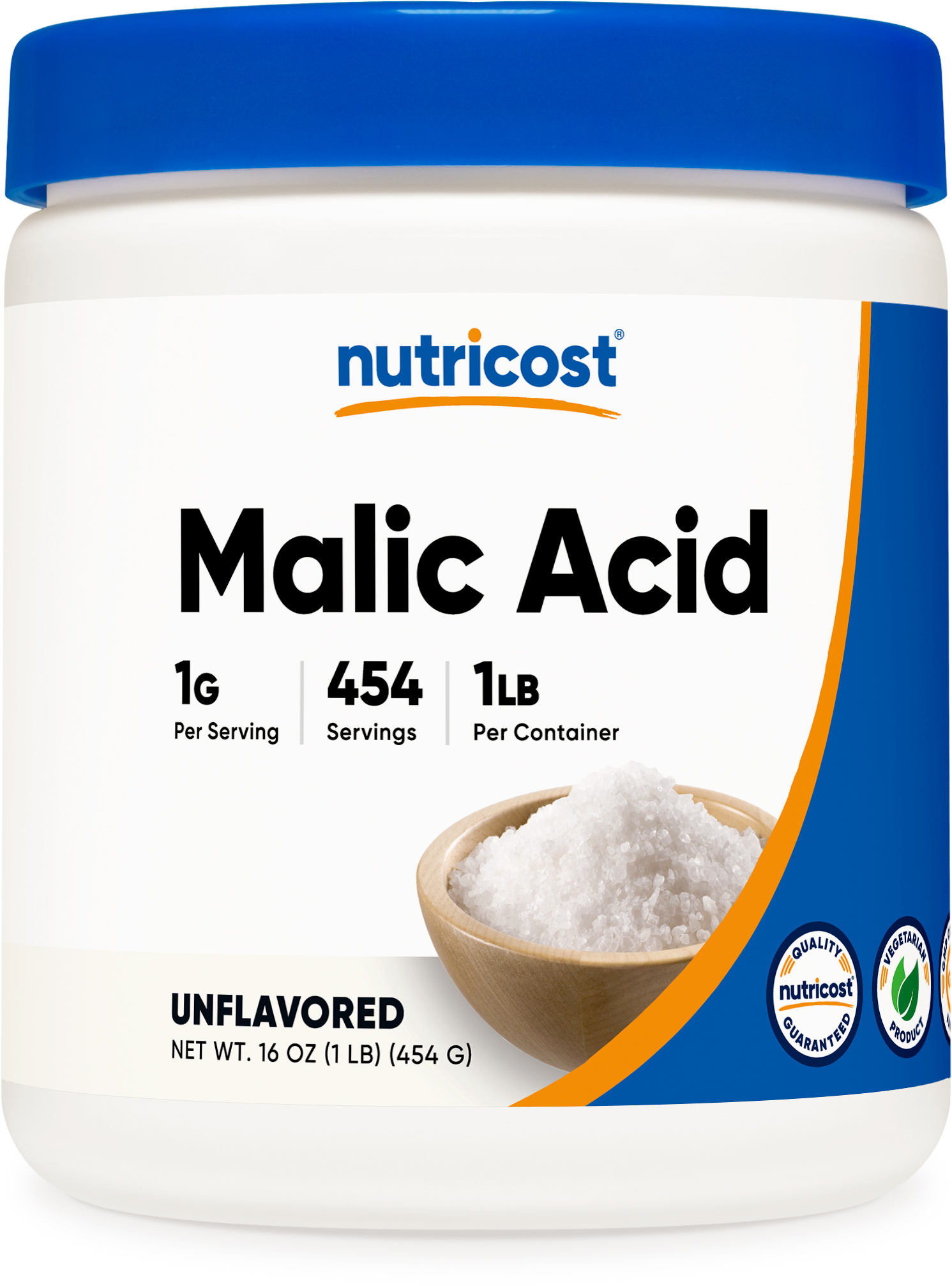 nutricost malic acid 1 pound bottle